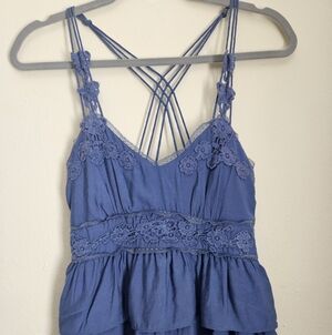 Shasa Blue Lace Trimmed Top